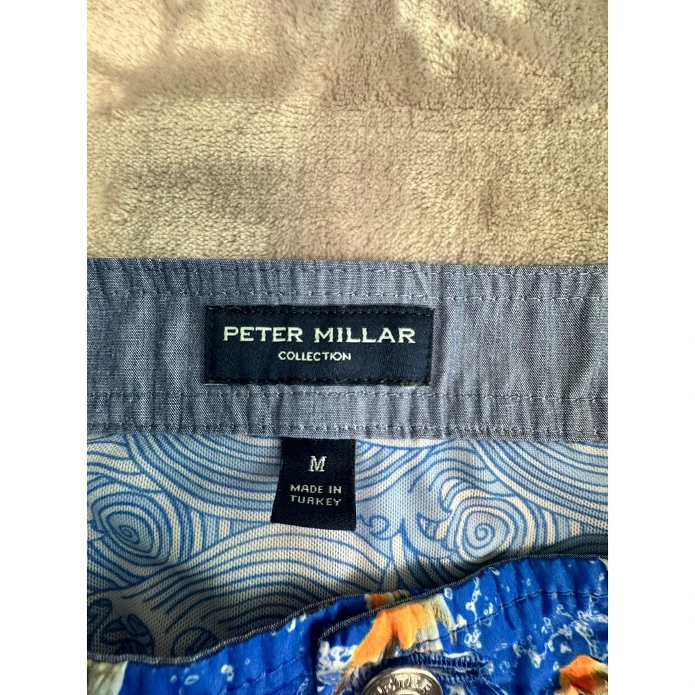 Peter Millar Collection Men's M Blue Koi‎ Fish Swim Trunks Shorts